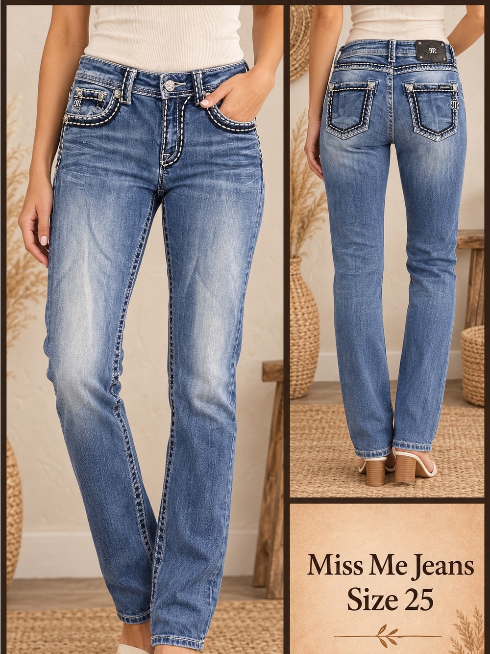 Miss Me Medium Blue Straight-Leg Jeans